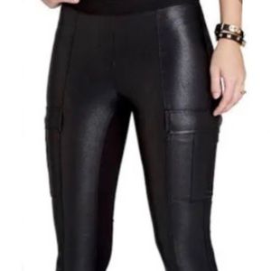 BCBG Maxazia women’s faux leather Black leggings, Size M